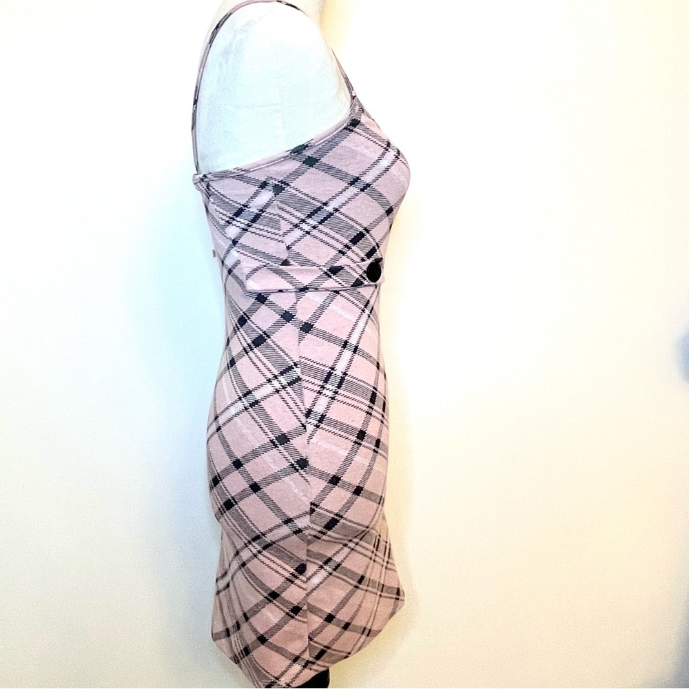 Rue 21 XS Pink Plaid Bodycon Mini Dress Y2K Preppy Aesthetic - Picture 3 of 11